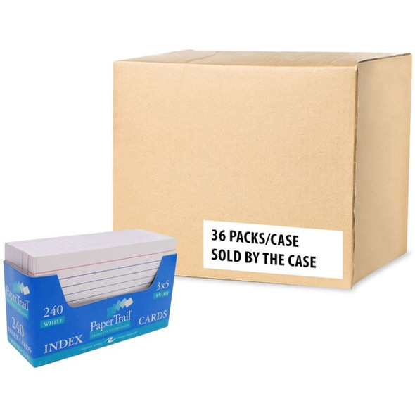 Roaring Spring PaperTrail Ruled Index Cards (240 Count) with Tray - 240 Sheets - 480 Pages - Printed - Front Ruling Surface - 43 lb Basis Weight - 160 g/m&#178; Grammage - 5" x 3" - 5" x 3" x 1.5" - White Paper - 36 / Carton