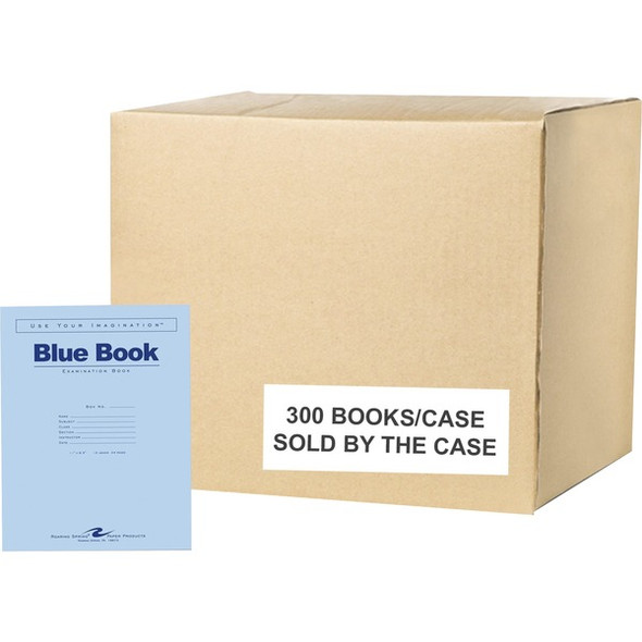 Roaring Spring Test Blue Exam Book - 12 Sheets - 24 Pages - Printed - Stapled - Both Side Ruling Surface - Red Margin - 15 lb Basis Weight - 56 g/m&#178; Grammage - 11" x 8 1/2" - 0.05" x 8.5" x 11" - White Paper - 8 / Carton