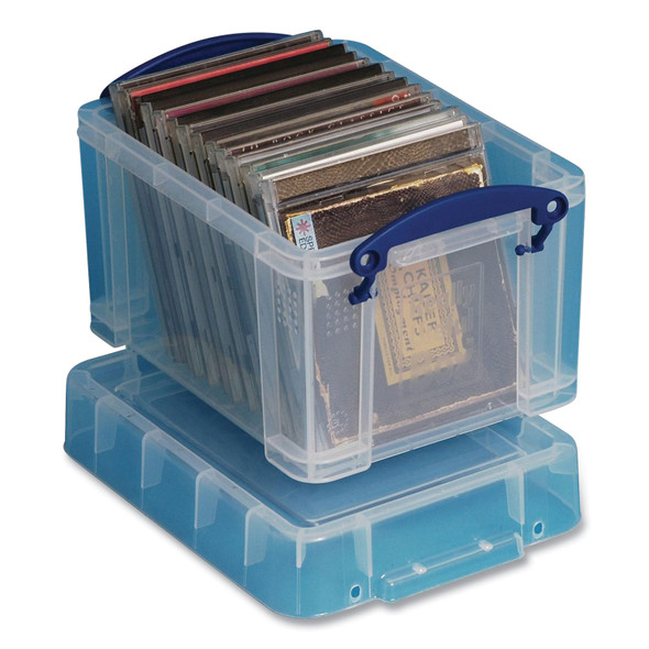 Snap-Lid Storage Bin, 0.79 gal, 7.06" x 9.62" x 6.25", Clear/Blue