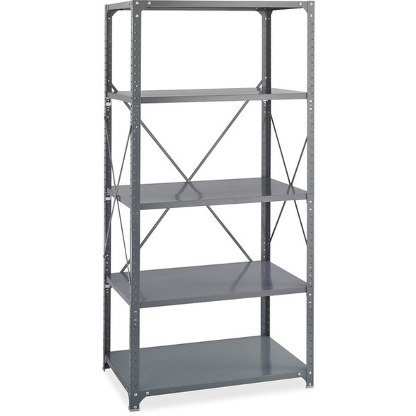 Safco Commercial Shelf Kit - 36" x 18" x 75" - 5 x Shelf(ves) - 3500 lb Load Capacity - Dark Gray - Powder Coated - Steel - Assembly Required
