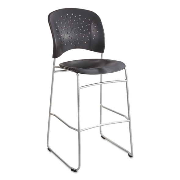 Reve Bistro Chair, Supports Up to 250 lb, 31" Seat Height, Black Seat, Black Back, Silver Base