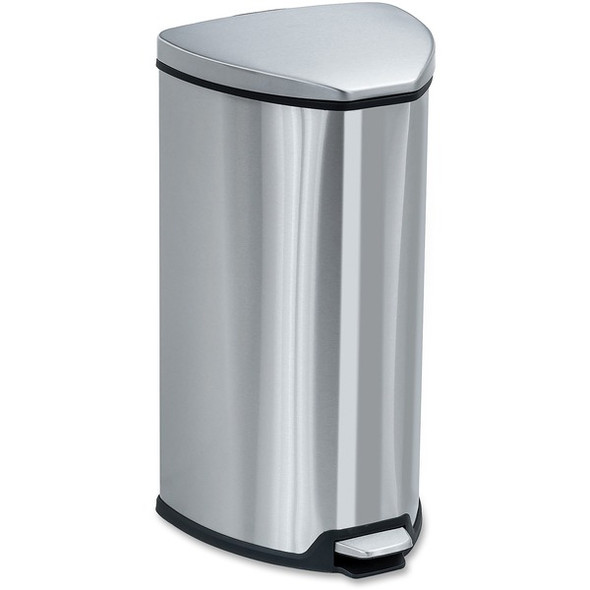 Safco Hands-free Step-on Stainless Receptacle - 7 gal Capacity - 21" Height x 14" Width x 14" Depth - Steel - Stainless Steel - 1 Each