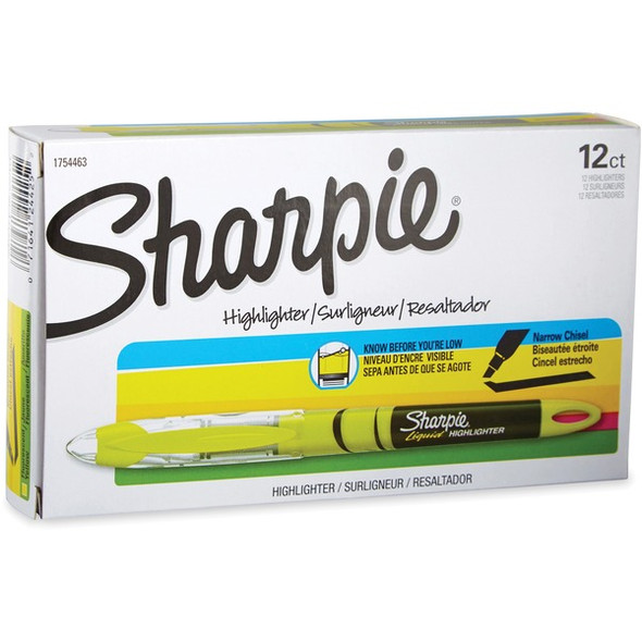 Sharpie Accent Highlighter - Liquid Pen - Micro Marker Point - Chisel Marker Point Style - Yellow Pigment-based Ink - 1 / Box