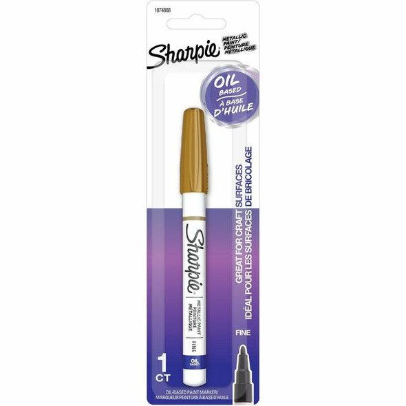 Sharpie Oil-Based Paint Markers - Fine Marker Point - Gold Oil Based Ink - Metal Barrel - 1 Pack