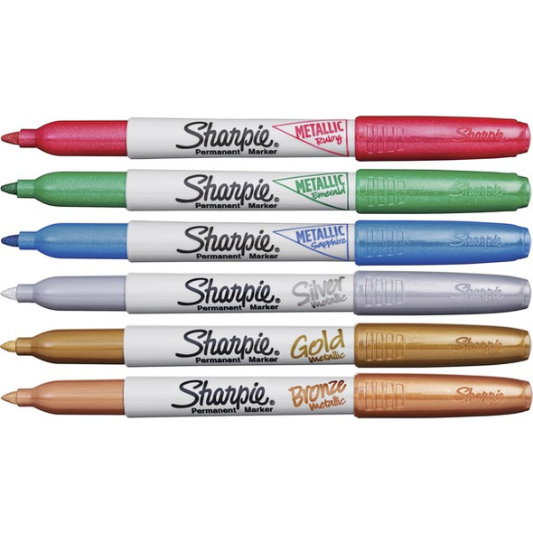 Sharpie Metallic Permanent Marker - Fine Pen Point - Bold Marker PointAlcohol Based Ink - 6 / Set