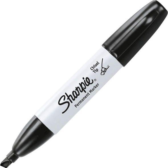 Sharpie Large Barrel Permanent Markers - Chisel Marker Point Style - Black - 36 / Box