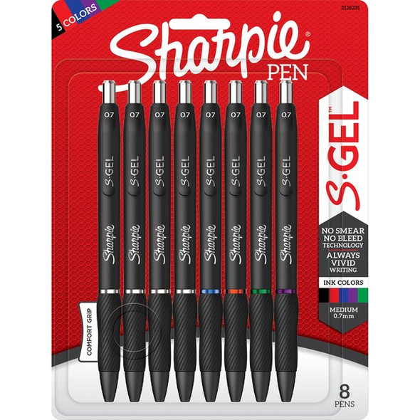 Sharpie S-Gel Pens - 0.7 mm Pen Point Size - Assorted Gel-based Ink - 8 / Pack