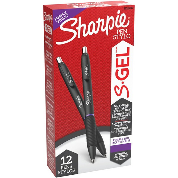 Sharpie S-Gel Pens - 0.7 mm Pen Point Size - Purple Gel-based Ink - 1 Dozen