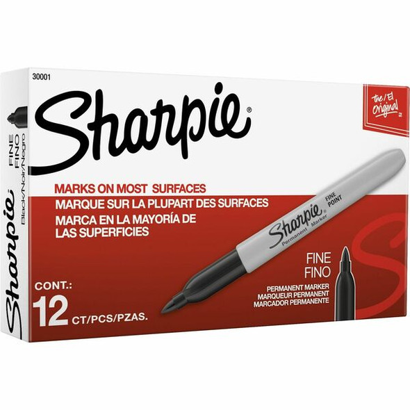 Sharpie Pen-style Permanent Marker - Fine Marker Point - Black Alcohol Based Ink - 1 / Box