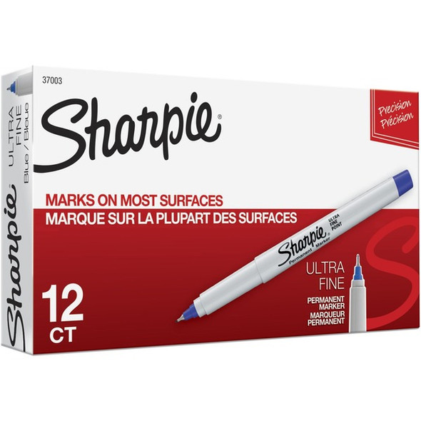 Sharpie Precision Permanent Markers - Ultra Fine, Fine Marker Point - Blue Alcohol Based Ink - 1 / Box