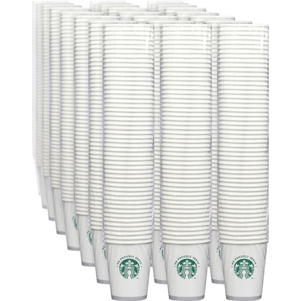 We Proudly Serve 12 oz. Cups - 50 / Bag - 20 / Carton - White - Polylactic Acid (PLA) - Cold Drink, Hot Drink