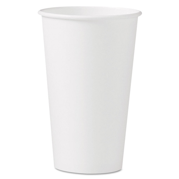 Single-Sided Poly Paper Hot  Cups, 16 oz, White, 50 Sleeve, 20 Sleeves/Carton