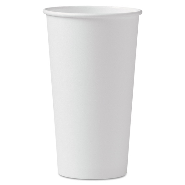 Single-Sided Poly Paper Hot Cups, 20 oz, White, 600/Carton