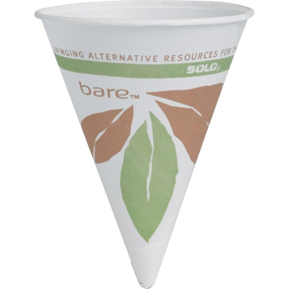 Solo Bare 4 oz Paper Cone Cups - Cone - 200 / Pack - Multi - Paper - Cold Drink, Beverage