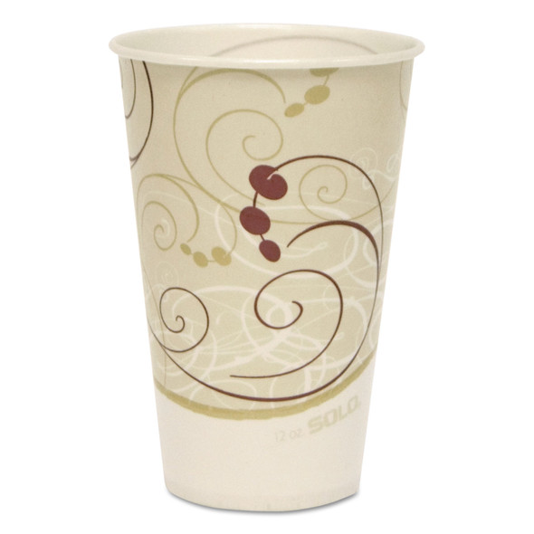 Symphony Treated-Paper Cold Cups, ProPlanet Seal, 12 oz, White/Beige/Red, 100/Bag, 20 Bags/Carton