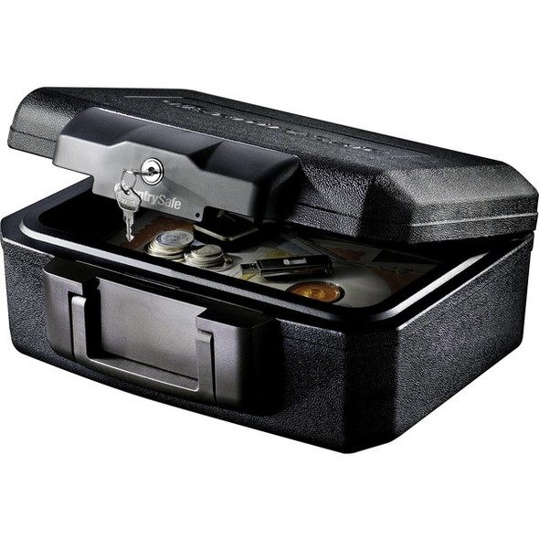 Sentry Safe Fire Chest-1200 - 0.18 ftÃƒâ€šÃ‚Â³ - Flat Key Lock - Fire Resistant - Internal Size 3.50" x 12" x 7.50" - Overall Size 6.1" x 14.3" x 11.2" - Black
