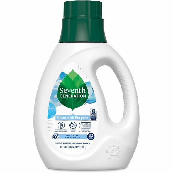 Seventh Generation Natural Laundry Detergent - 50 fl oz (1.6 quart) - 1 Each - White, Green, Blue