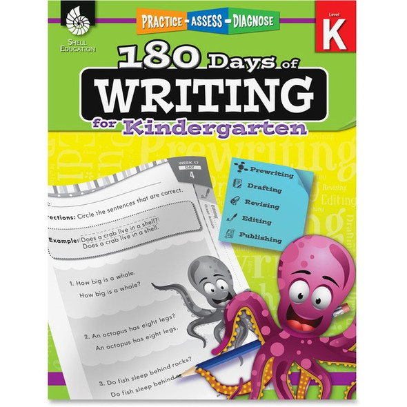 Shell Education Grade K 180 Days of Writing Book Printed Book - 216 Pages - Shell Educational Publishing Publication - Book - Grade K