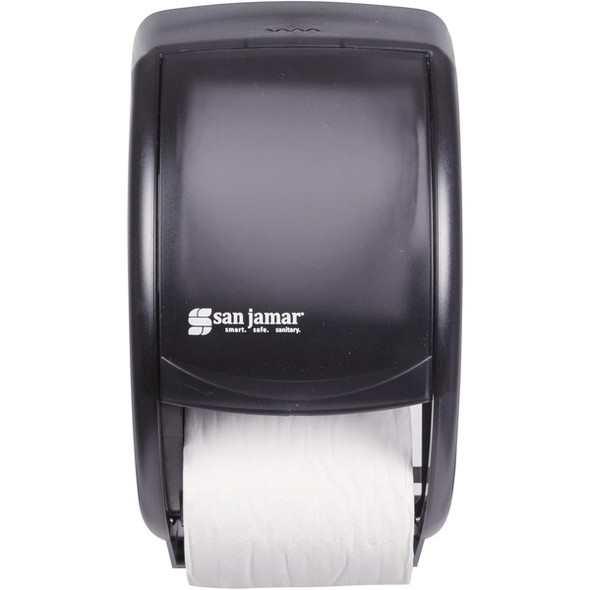 San Jamar Duett Standard Bath Tissue Dispenser - Roll Dispenser - 2 x Roll - 1.62" Roll Diameter - 12.8" Height x 7.5" Width x 7" Depth - Black - 1 Each