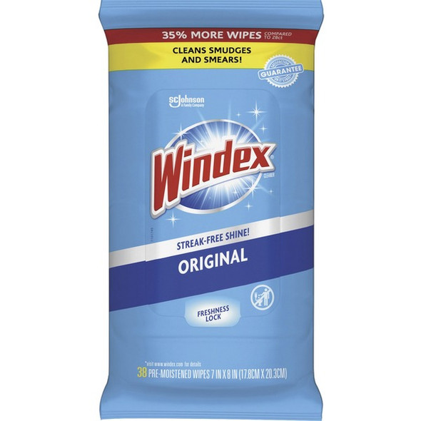 Windex&reg; Glass & Surface Wipes - Ready-To-Use - 38 / Pack