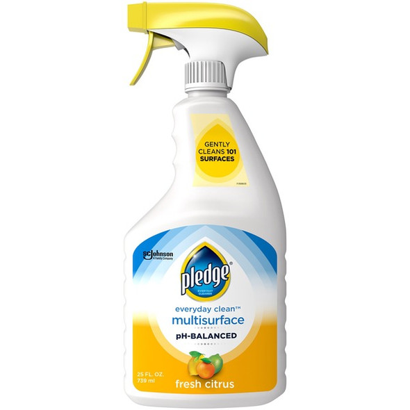 Pledge Everyday Clean pH-Balanced Multisurface Cleaner - 25 fl oz (0.8 quart) - Fresh Citrus ScentTrigger Bottle - 6 / Carton - White