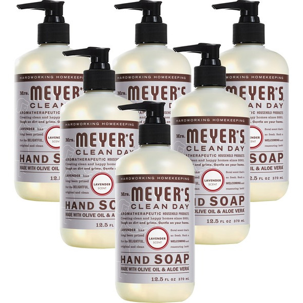 Mrs. Meyer's Hand Soap - Lavender ScentFor - 12.5 fl oz (369.7 mL) - Dirt Remover, Grime Remover - Hand - Moisturizing - Multicolor - Paraben-free, Phthalate-free, Cruelty-free - 6 / Carton
