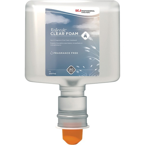 SC Johnson Hypoallergenic Foam Hand Soap - 40.6 fl oz (1200 mL) - Dirt Remover, Kill Germs - Hand - Moisturizing - Clear - Unscented, Dye-free, Anti-irritant - 3 / Carton