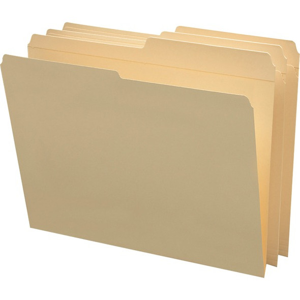 Smead 1/2 Tab Cut Letter Recycled Top Tab File Folder - 8 1/2" x 11" - 3/4" Expansion - Top Tab Location - Assorted Position Tab Position - Manila - 10% Recycled - 100 / Box
