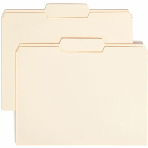 Smead 1/3 Tab Cut Letter Recycled Top Tab File Folder - 8 1/2" x 11" - 3/4" Expansion - Top Tab Location - Center Tab Position - Manila - Manila - 10% Recycled - 100 / Box
