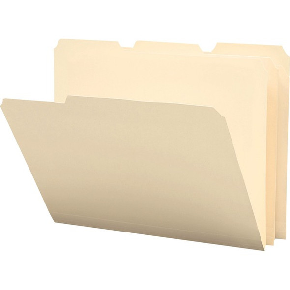Smead 1/3 Tab Cut Letter Top Tab File Folder - 8 1/2" x 11" - 3/4" Expansion - Top Tab Location - Assorted Position Tab Position - Polypropylene - Manila - 12 / Pack