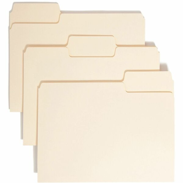 Smead SuperTab&reg; Folders - Letter - 8 1/2" x 11" Sheet Size - 1/3 Tab Cut - Assorted Position Tab Location - 11 pt. Folder Thickness - Manila - Recycled - 24 / Pack