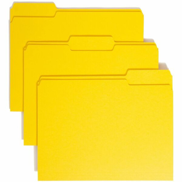 Smead Colored 1/3 Tab Cut Letter Recycled Top Tab File Folder - 8 1/2" x 11" - 3/4" Expansion - Top Tab Location - Assorted Position Tab Position - Yellow - 10% Recycled - 100 / Box