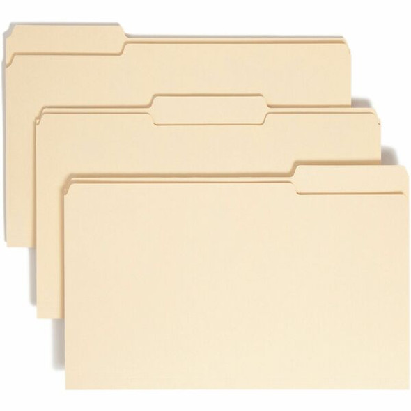 Smead 1/3 Tab Cut Legal Recycled Top Tab File Folder - 8 1/2" x 14" - 3/4" Expansion - Top Tab Location - Assorted Position Tab Position - Manila - 100% Recycled - 100 / Box