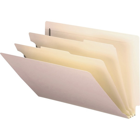 Smead Legal Recycled Classification Folder - 8 1/2" x 14" - 2" Expansion - 2 x 2B Fastener(s) - 2" Fastener Capacity for Folder - End Tab Location - 2 Divider(s) - Pressboard - Manila - 10% Recycled - 10 / Box