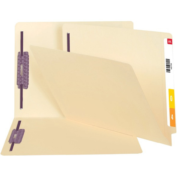Smead Letter Recycled Fastener Folder - 8 1/2" x 11" - 2 x 2S Fastener(s) - Manila - 10% Recycled - 50 / Carton