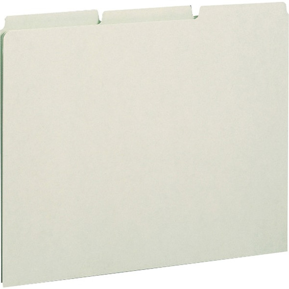 Smead Filing Guides with Blank Tab - Blank Assorted Tab(s) - Letter - Gray Pressboard, Green Tab(s) - Recycled - 100 / Box