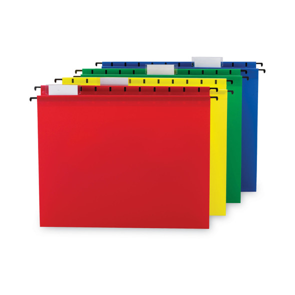 Poly Hanging Folders, Letter Size, 1/5-Cut Tabs, Assorted Colors, 12/Pack