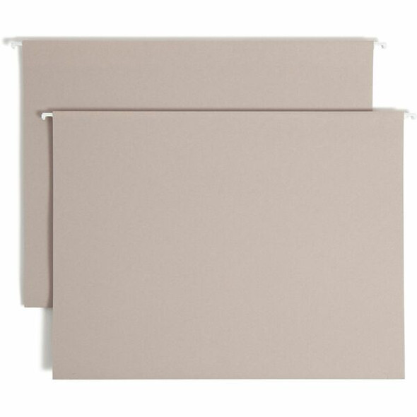 Smead TUFF 1/3 Tab Cut Legal Recycled Hanging Folder - 8 1/2" x 14" - 4" Expansion - Top Tab Location - Assorted Position Tab Position - Steel Gray - 10% Recycled - 18 / Box