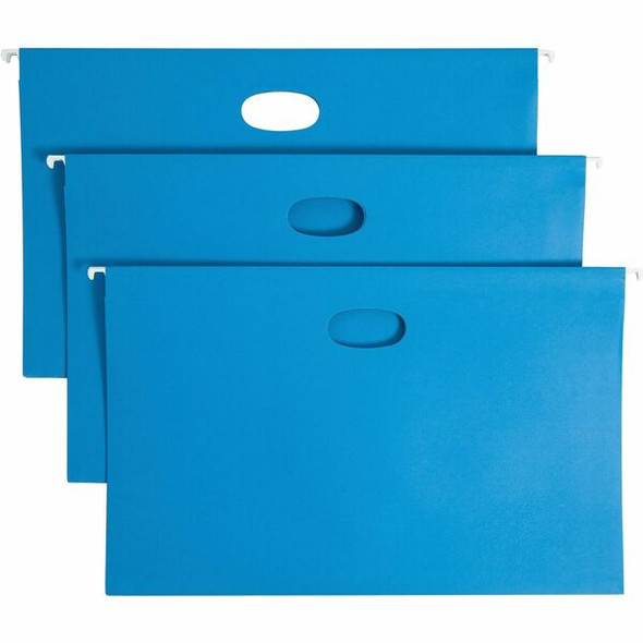 Smead 1/5 Tab Cut Legal Recycled Hanging Folder - 8 1/2" x 14" - 3" Expansion - Top Tab Location - Assorted Position Tab Position - Vinyl - Sky Blue - 10% Recycled - 25 / Box