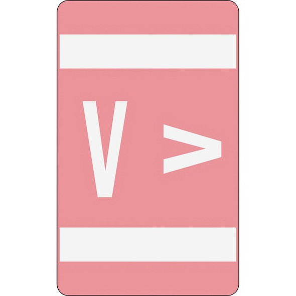 Smead AlphaZ ACCS Color-Coded Labels - "V" - 1" Width x 1 5/8" Length - Pink - 10 / Sheet - 100 / Pack