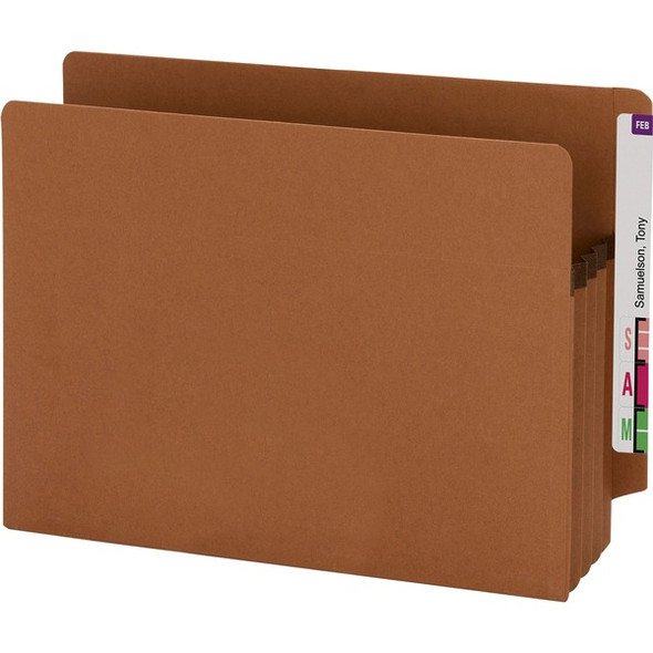 Smead Straight Tab Cut Letter Recycled File Pocket - 8 1/2" x 11" - 3 1/2" Expansion - Redrope - Redrope - 100% Recycled - 25 / Box