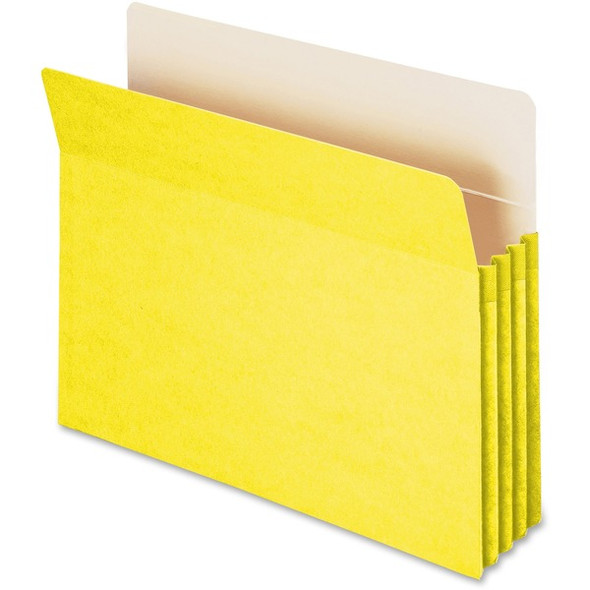 Smead Straight Tab Cut Letter Recycled File Pocket - 8 1/2" x 11" - 3 1/2" Expansion - Top Tab Location - Card Stock - Yellow - 10% Recycled - 1 Each