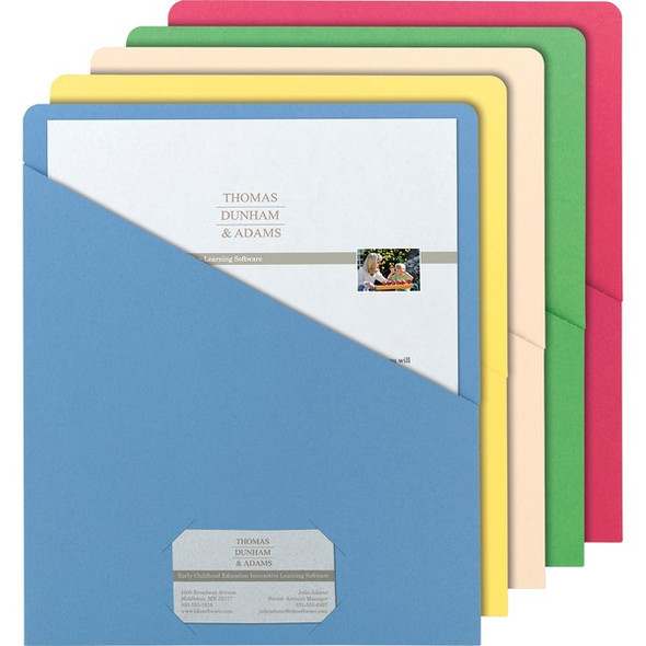 Smead Letter Recycled File Jacket - 8 1/2" x 11" - Manila, Blue, Green, Red, Yellow - 10% Recycled - 25 / Pack