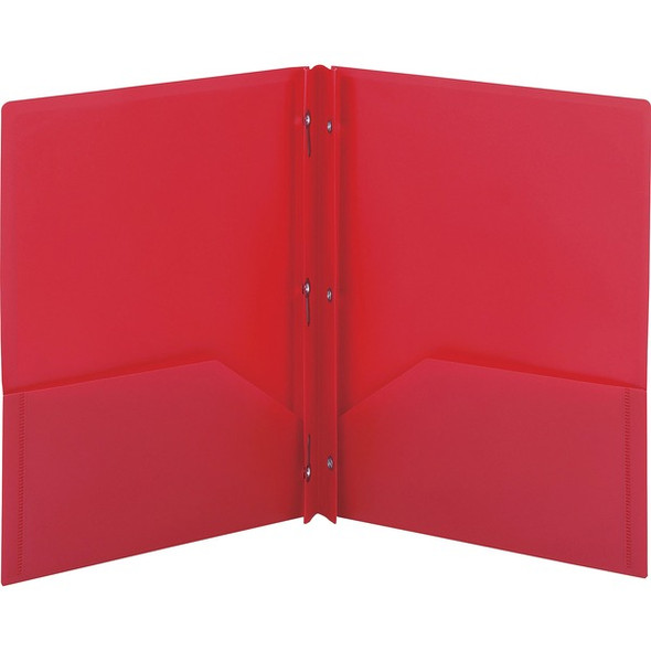 Smead Letter Fastener Folder - 8 1/2" x 11" - 180 Sheet Capacity - 2 x Double Tang Fastener(s) - 2 Inside Back Pocket(s) - Red - 72 / Carton