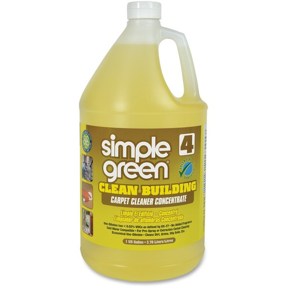 Simple Green Clean Building Carpet Cleaner Concentrate - For Carpet - Concentrate - 128 fl oz (4 quart) - 1 Each - Non-toxic, Non-flammable, Disinfectant - Sand