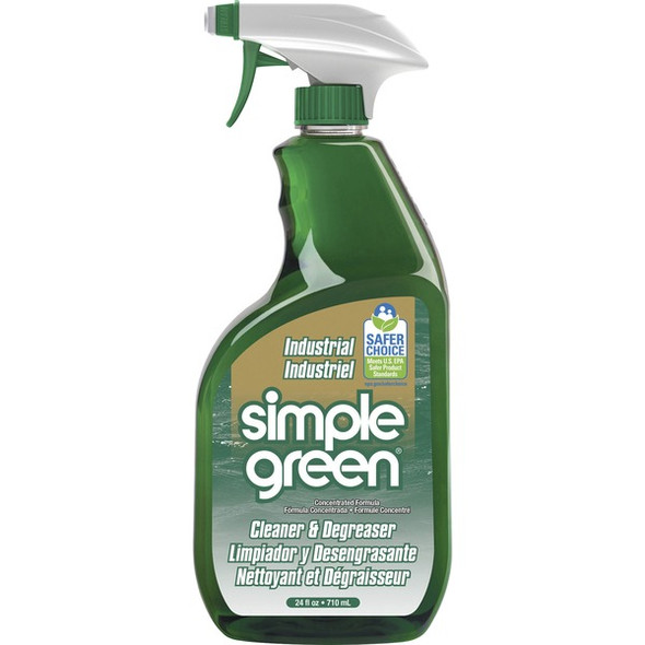 Simple Green Industrial Cleaner/Degreaser - For Multipurpose - Concentrate - 24 fl oz (0.8 quart) - Original Scent - 12 / Carton - Non-toxic, Non-abrasive, Non-flammable, Scent-free - White, Green