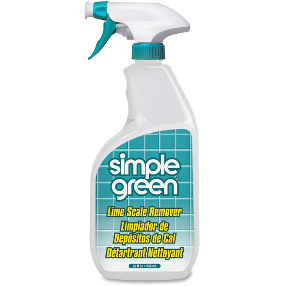 Simple Green Lime Scale Remover Spray - For Multi Surface - 32 fl oz (1 quart) - Wintergreen Scent - 1 Each - Deodorize, Non-abrasive, Non-flammable, Phosphate-free, Bleach-free, Ammonia-free, Phosphorous-free - White