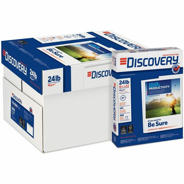 Discovery Premium Multipurpose Paper - Anti-Jam - White - 97 Brightness - Letter - 8 1/2" x 11" - 24 lb Basis Weight - 5000 / Carton - Excellent Ink Absorption - White