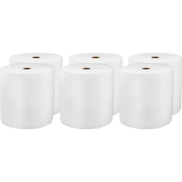 LoCor Hardwound Roll Towels - 1 Ply - 8" x 800 ft - White - Virgin Fiber - Hygienic, Embossed, Strong, Absorbent - For Washroom - 6 / Carton