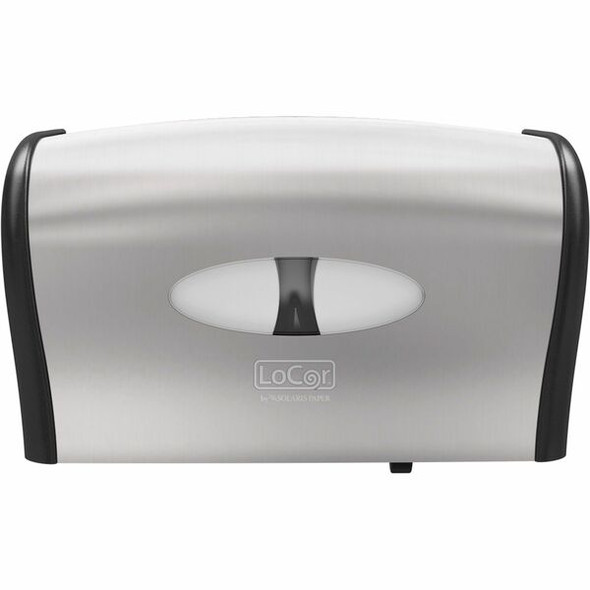LoCor Side-By-Side Bath Tissue Dispenser - 300 x Sheet - 5.2" Height x 14.9" Width x 9.1" Depth - Plastic - Stainless - 1 Each